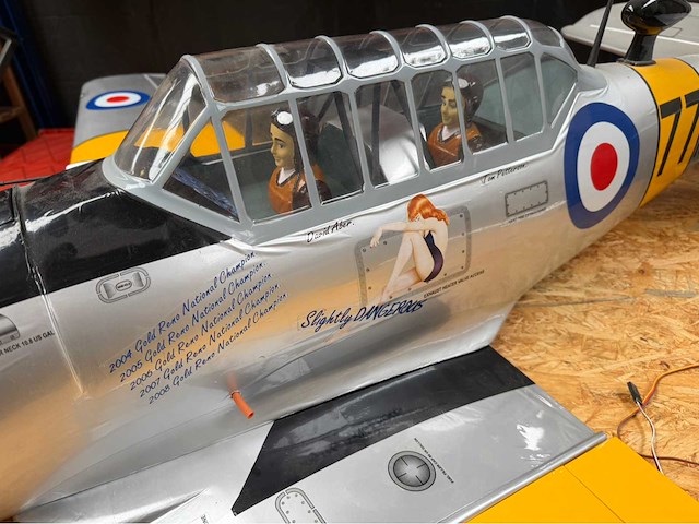 Groot rc modelvliegtuig warbird trainer “slightly dangerous” – spanwijdte ca. 1,8-2,0 meter - afbeelding 3 van  9