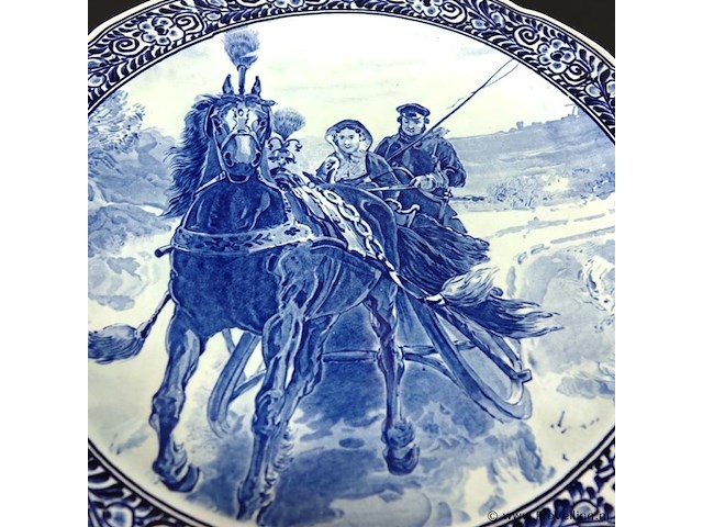 Groot vintage delfts blauw wandbord van royal sphinx maastricht, waarschijnlijk geproduceerd rond 1950 - afbeelding 4 van  5