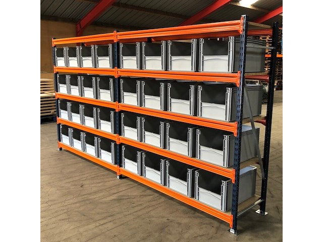 Grootvakstelling ±3,8m lang +32 bakken 60x40x32cm mecalux, gedemonteerd - afbeelding 2 van  6