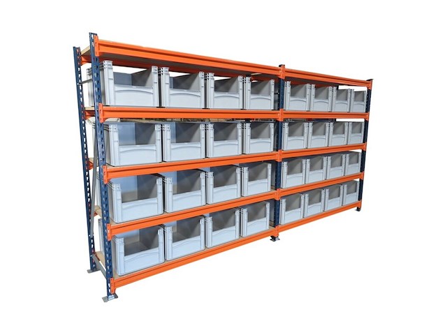 Grootvakstelling ±3,8m lang +32 bakken 60x40x32cm mecalux, gedemonteerd - afbeelding 4 van  6