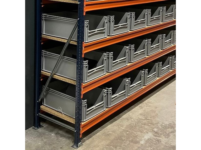 Grootvakstelling + 60 bakken 60x40x22cm (4,75m), mecalux, gedemonteerd - afbeelding 2 van  3