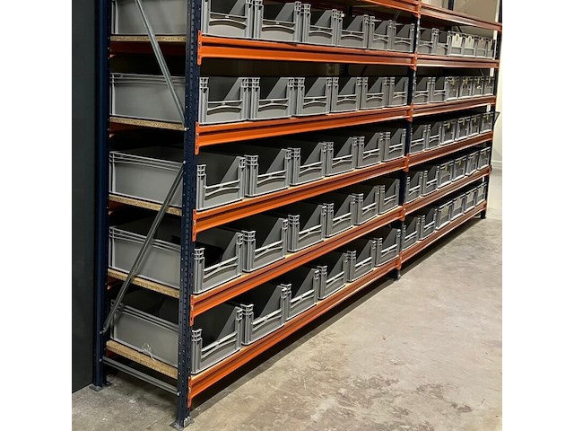 Grootvakstelling + 60 bakken 60x40x22cm (4,75m), mecalux, gedemonteerd - afbeelding 1 van  3
