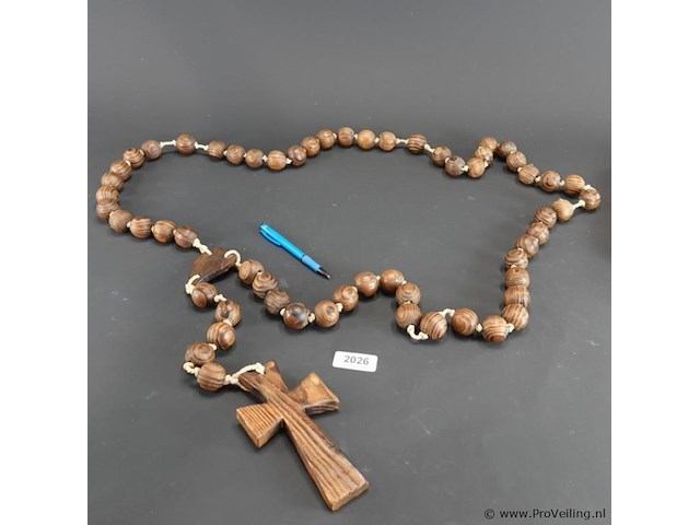Grote, antieke houten rozenkrans (paternoster) - afbeelding 2 van  5