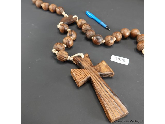 Grote, antieke houten rozenkrans (paternoster) - afbeelding 3 van  5