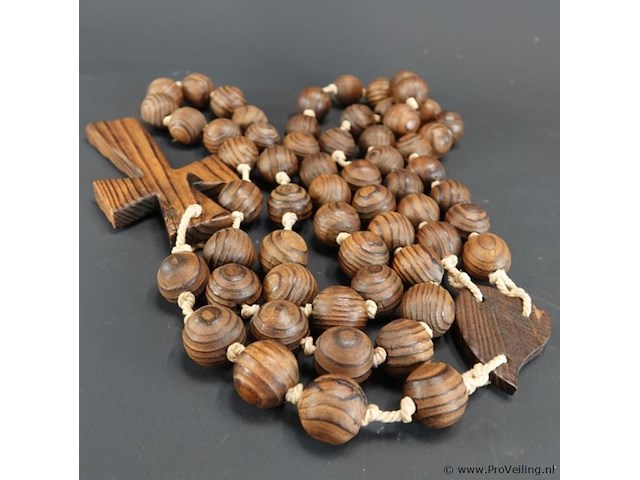 Grote, antieke houten rozenkrans (paternoster) - afbeelding 5 van  5