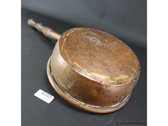 Grote antieke koperen steelpan - afbeelding 4 van  5