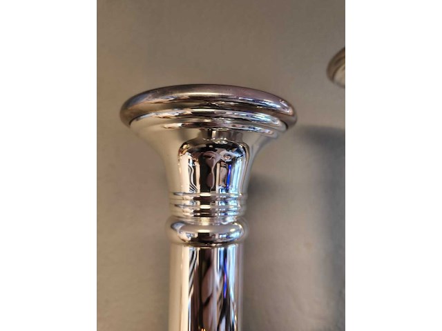 Grote exclusieve verzilverde kandelaar, fink silber, zilver - afbeelding 4 van  8