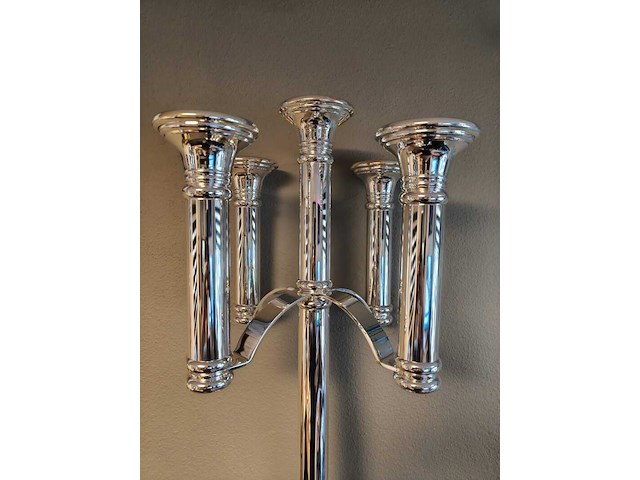 Grote exclusieve verzilverde kandelaar, fink silber, zilver - afbeelding 2 van  9