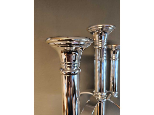 Grote exclusieve verzilverde kandelaar, fink silber, zilver - afbeelding 4 van  9