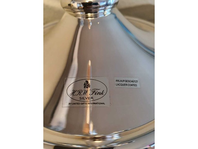 Grote exclusieve verzilverde kandelaar, fink silber, zilver - afbeelding 6 van  9