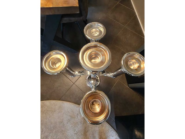 Grote exclusieve verzilverde kandelaar, fink silber, zilver - afbeelding 8 van  9