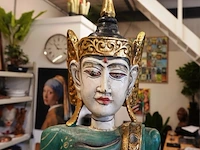 Grote houten birmese nat-geest of deva-tempelwachter uit myanmar, uitgevoerd in traditionele mandalay-stijl - afbeelding 7 van  9