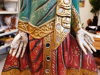 Grote houten birmese nat-geest of deva-tempelwachter uit myanmar, uitgevoerd in traditionele mandalay-stijl - afbeelding 8 van  9
