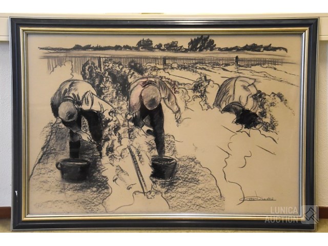 Grote houtskooltekening - afbeelding 1 van  3