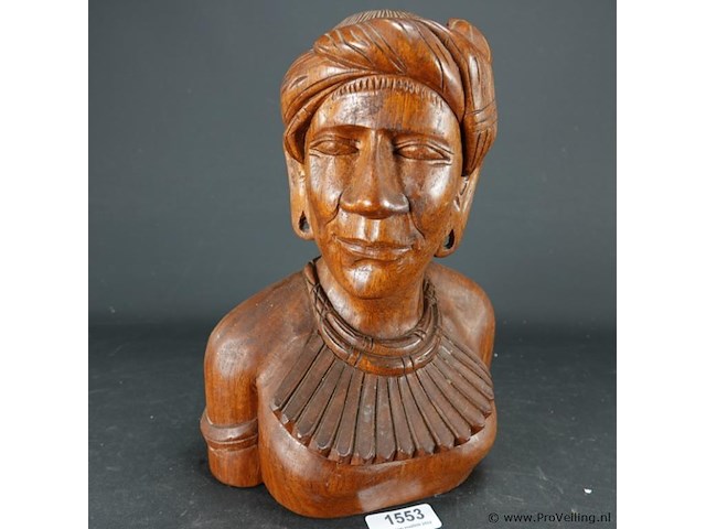 Grote in hout gesneden buste - afbeelding 1 van  5