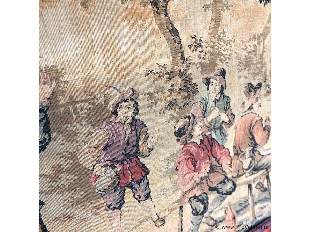 Grote ingelijste antieke gobelin - afbeelding 4 van  5