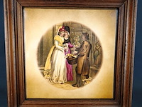 Grote keramische wandtegel in houten lijst - afbeelding 1 van  5