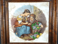 Grote keramische wandtegel in houten lijst - afbeelding 2 van  5