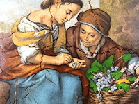 Grote keramische wandtegel in houten lijst - afbeelding 4 van  5