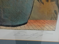 Grote kleurenlithografie getiteld "blumen in vase" 32/100 gesigneerd ernst fuchs (1930–2015). - afbeelding 3 van  5