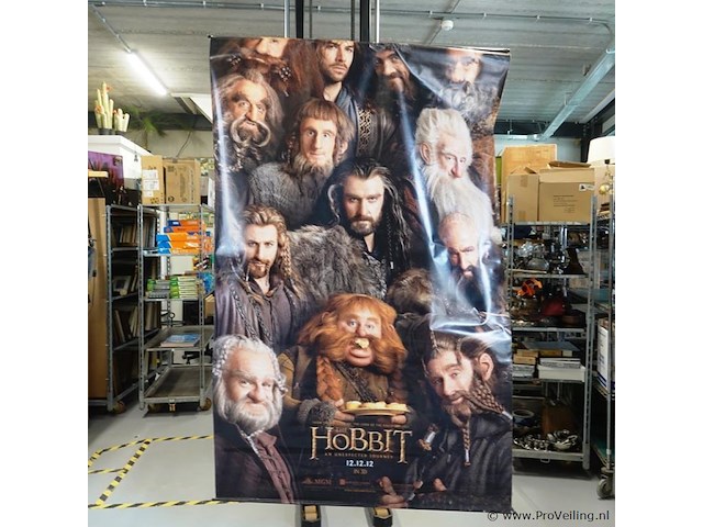 Grote originele promotieposter op canvas voor de film the hobbit: an unexpected journey datum 12-12-12 - afbeelding 3 van  6