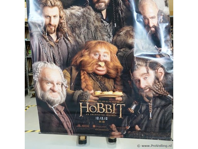 Grote originele promotieposter op canvas voor de film the hobbit: an unexpected journey datum 12-12-12 - afbeelding 5 van  6