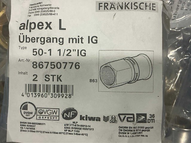 Grote partij alpex messing perskoppelingen - afbeelding 5 van  17