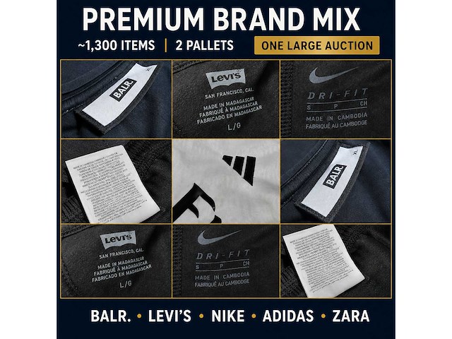 Grote partij merkkleding – levi’s, adidas, nike, balr., zara & meer – 2 pallets, ca. 1.300 stuks - afbeelding 1 van  37