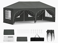 Grote partytent 3x6 meter met zijwanden woltu, antraciet/zwart - afbeelding 1 van  4
