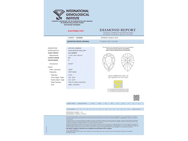 Grote peer shape diamant in een witgouden hanger van 2.01 carat, excl. ketting - afbeelding 5 van  11