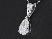 Grote peer shape diamant in een witgouden hanger van 2.01 carat, excl. ketting - afbeelding 6 van  11