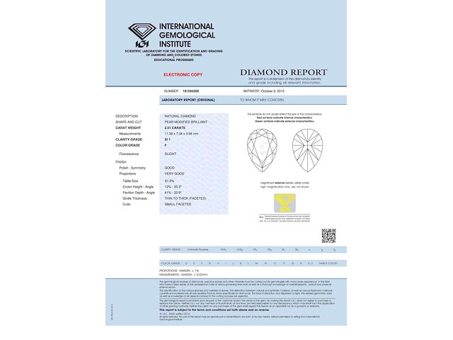 Grote peer shape diamant in een witgouden hanger van 2.01 carat, excl. ketting - afbeelding 5 van  11