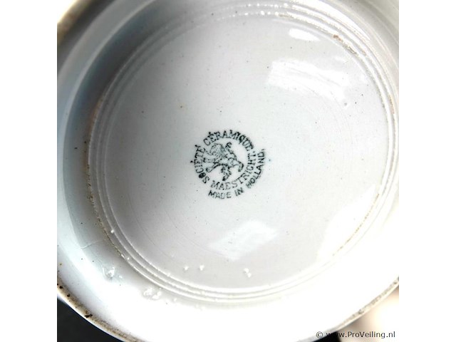 Grote porseleinen soepkom met handvat :-) op dit plateau - afbeelding 5 van  5