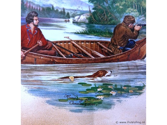 Grote porseleinen tegel in houten lijst - afbeelding 3 van  5