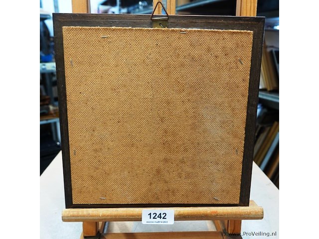 Grote porseleinen tegel in houten lijst - afbeelding 5 van  5