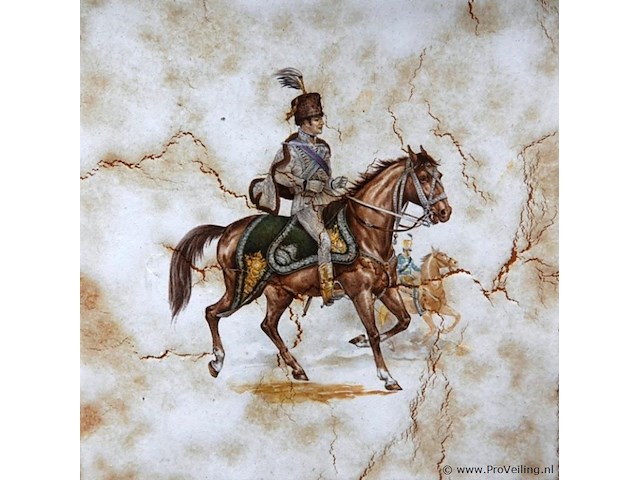 Grote porseleinen tegel in houten lijst - afbeelding 2 van  5