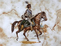 Grote porseleinen tegel in houten lijst - afbeelding 2 van  5