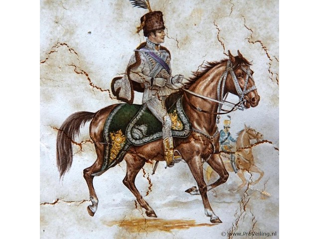 Grote porseleinen tegel in houten lijst - afbeelding 3 van  5