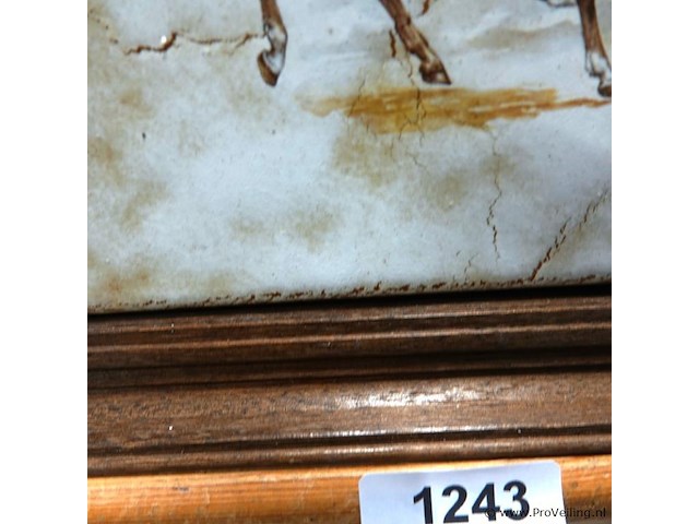 Grote porseleinen tegel in houten lijst - afbeelding 4 van  5