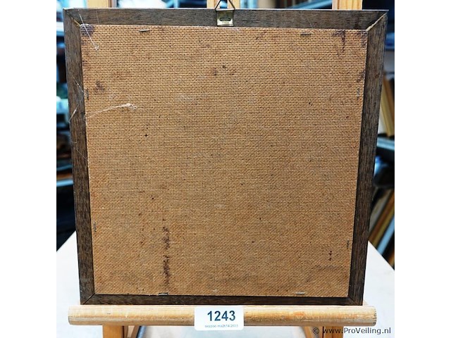 Grote porseleinen tegel in houten lijst - afbeelding 5 van  5