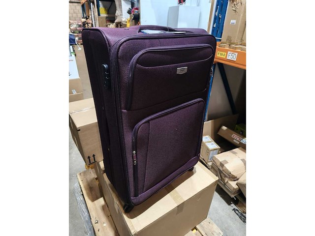Grote reiskoffer, met cijferslot en op wielen royalty line, aubergine - afbeelding 1 van  7