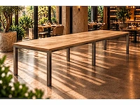 Grote restauranttafel rvs en teak