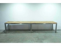 Grote restauranttafel rvs en teak - afbeelding 3 van  5