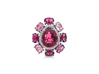 Grote ring met natuurlijke toermalijnen in verschillende roze getinte kleuren - afbeelding 4 van  5