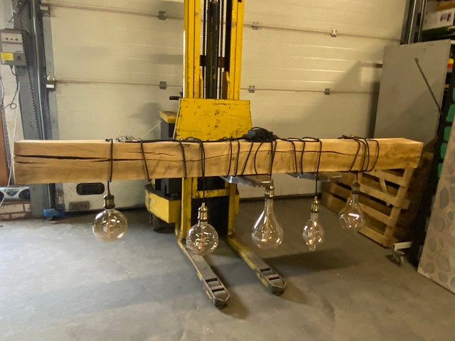 Grote robuust eiken hanglamp - afbeelding 1 van  8