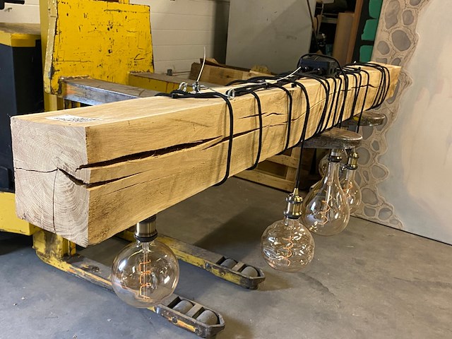 Grote robuust eiken hanglamp - afbeelding 3 van  8