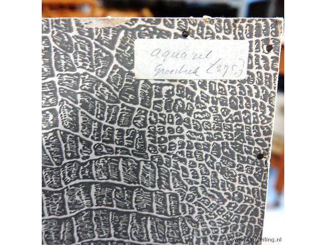 Grote, rustgevende aquarel achter glas in een houten lijst met passe-partout. [1] - afbeelding 4 van  4