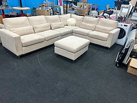Grote u-bank / l-bank - bankstel - beige - stof - afbeelding 3 van  8