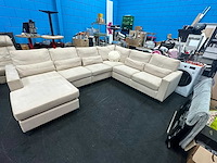 Grote u-bank / l-bank - bankstel - beige - stof - afbeelding 4 van  8