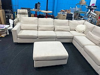 Grote u-bank / l-bank - bankstel - beige - stof - afbeelding 5 van  8